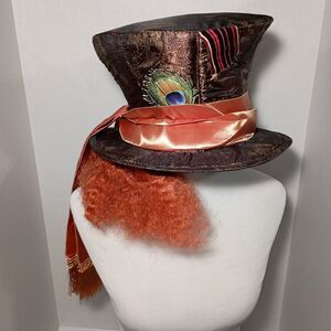 Disney Mad Hatter Top Hat With Hair Costume Size Adjuster Alice in Wonderland S